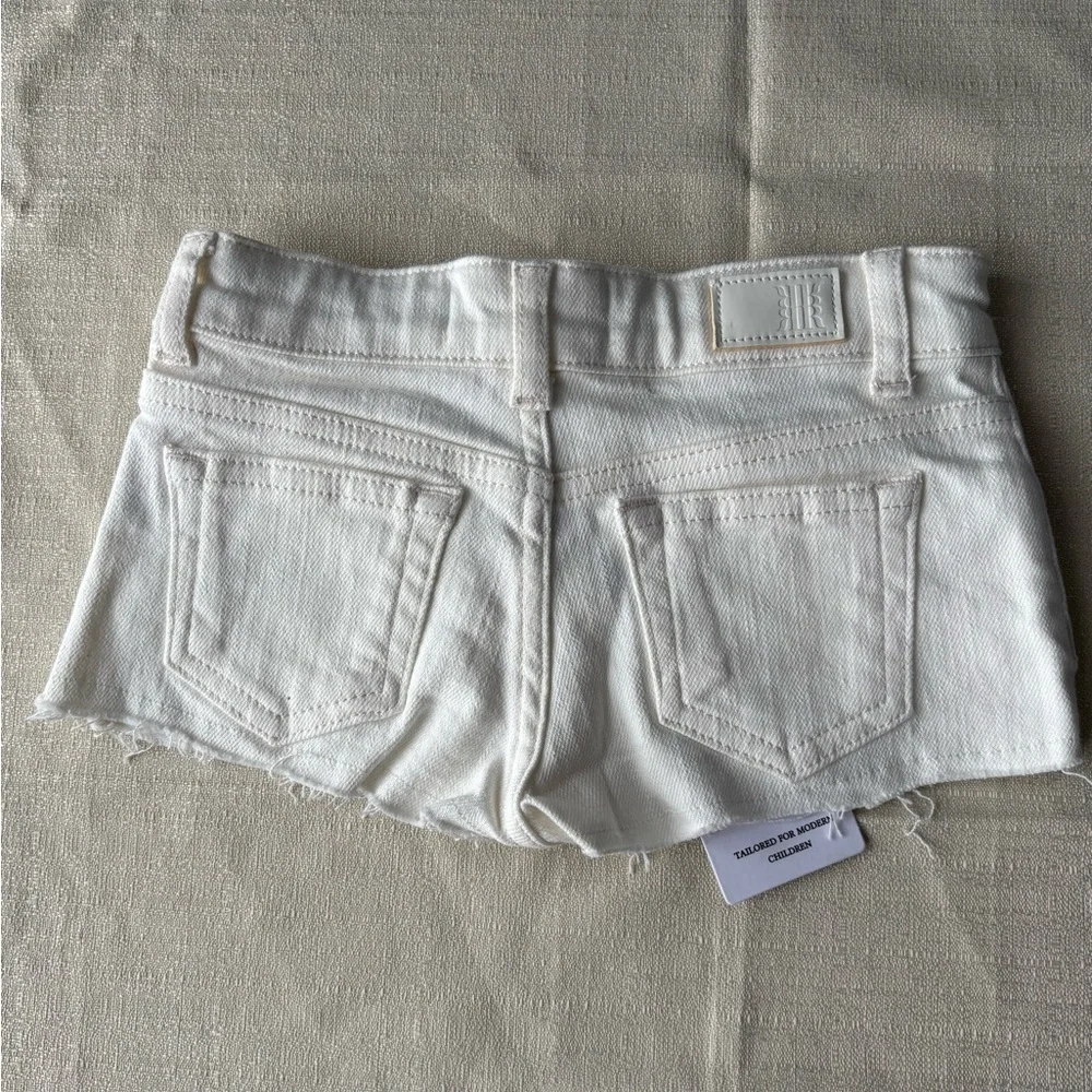 NWT Reiss Mila Jr Denim White Cut Off‎ Shorts Size 4/5